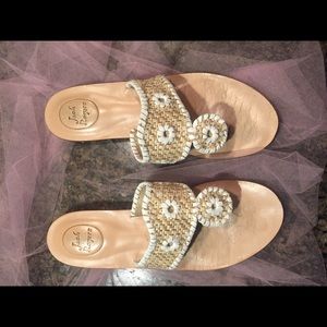 Jack Rogers straw/  thong flat sandals